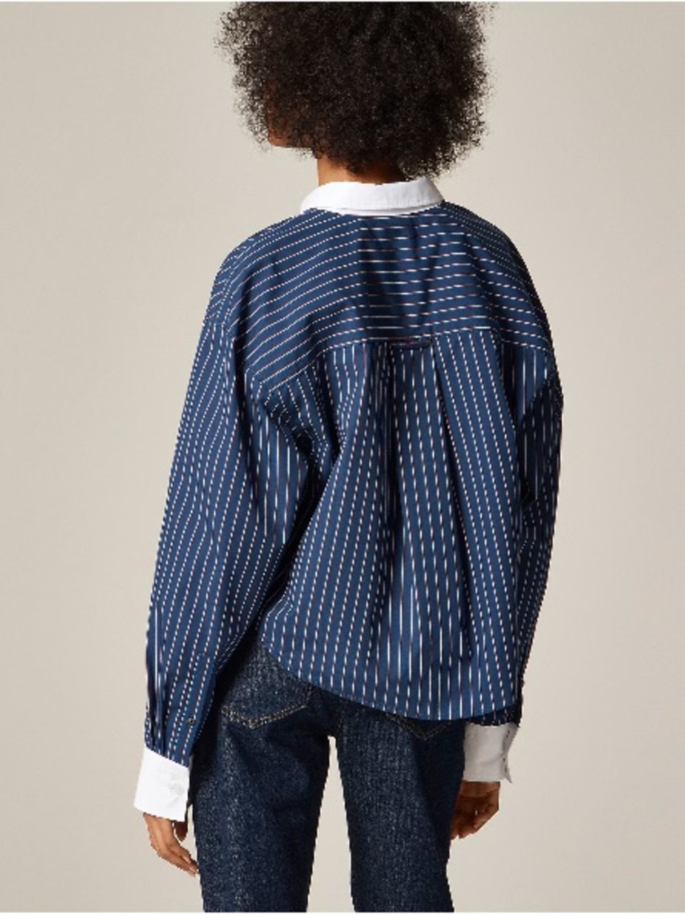 Like New J. Crew Étienne cropped button-up shirt in striped cotton poplin - Picture 3 of 5